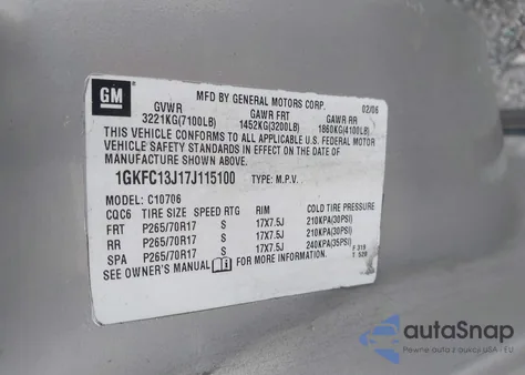 2007 GMC Yukon Slt z USA, uszkodzony, nr VIN 1GKFC13J17J115100